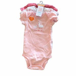 CARTER'S SHORT SLEEVE 6M GIRL'S SUMMER ONESIES PACK OF 3 COTTON LLAMA THEME